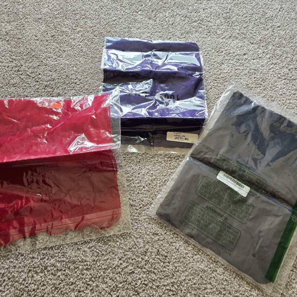 Assorted Pack of Three Silk Scarves - Red, Purple, Black